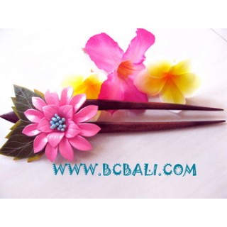 Leather Flower Hair Stick